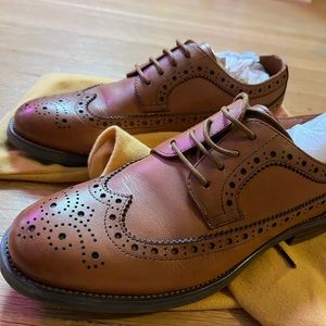 Brown leather dress shoes
